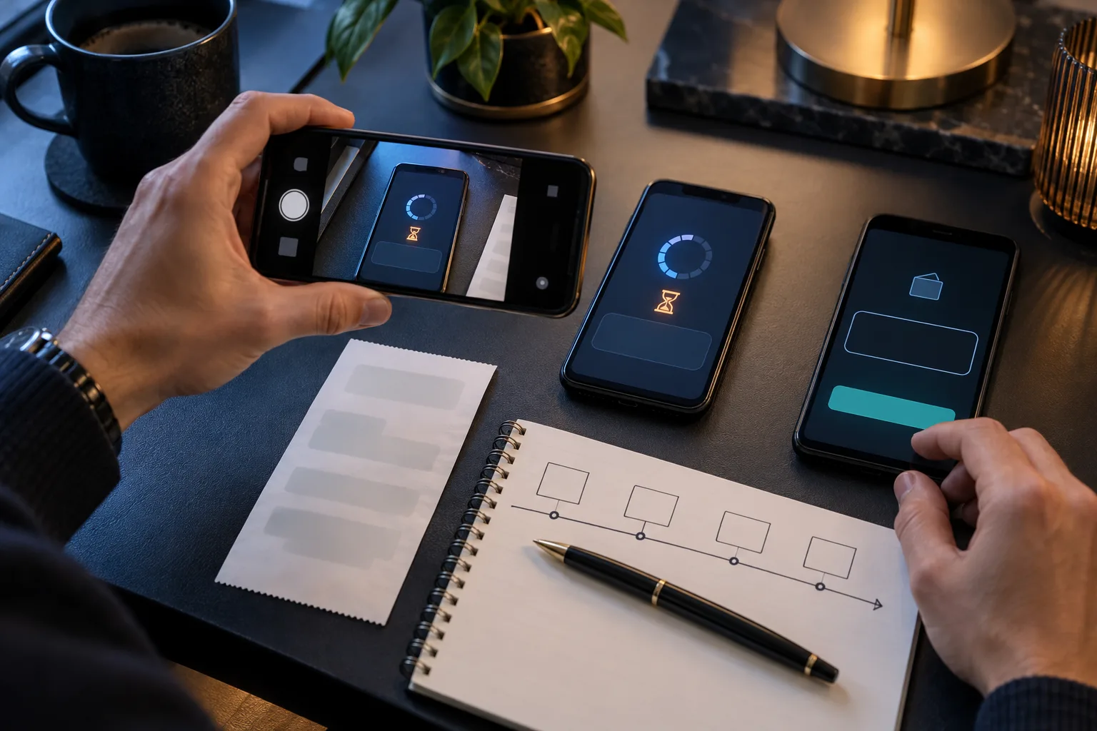 An anonymous player’s hands preserving evidence while waiting instead of repeating the transfer, One hand photographs the